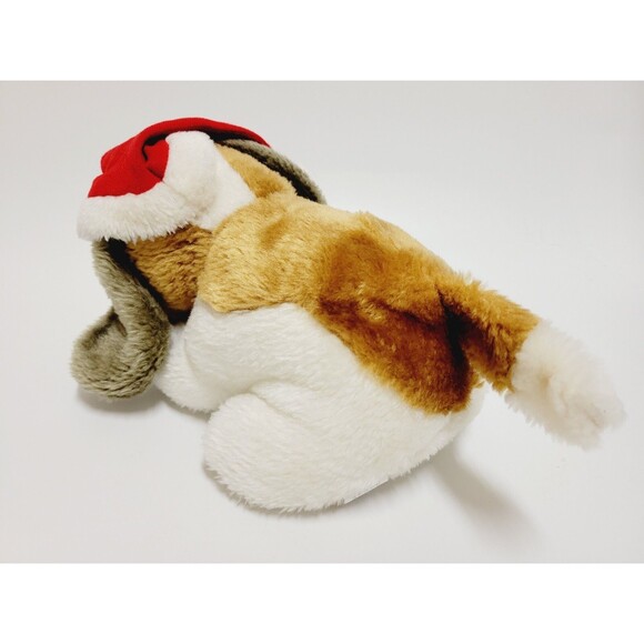 Saint Bernard Puppy Dog Plush Red Santa Hat Vtg Stuffed Animal Toy 10" Taiwan - Picture 5 of 10